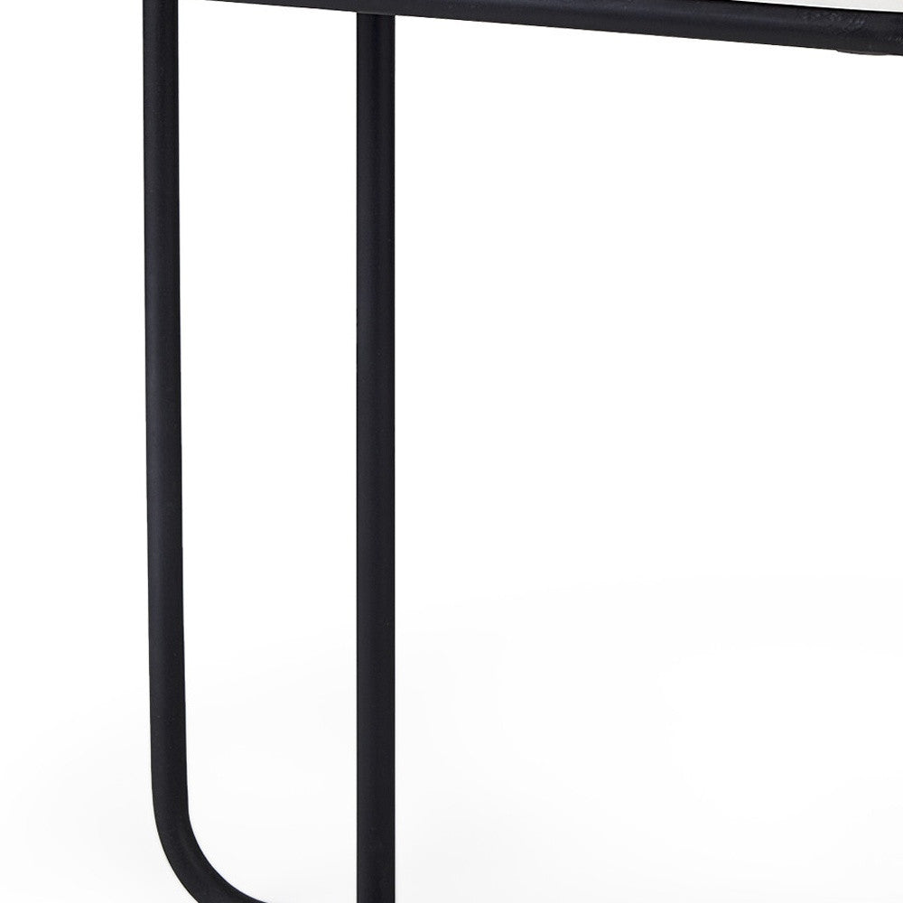 HMS 23\" Black and White Marble Console Table with Metal C Elegant End Table