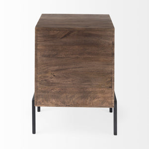 HMS 24\" Brown Solid Wood Square End Table Convertible Farmhouse Style Living Room Side Table