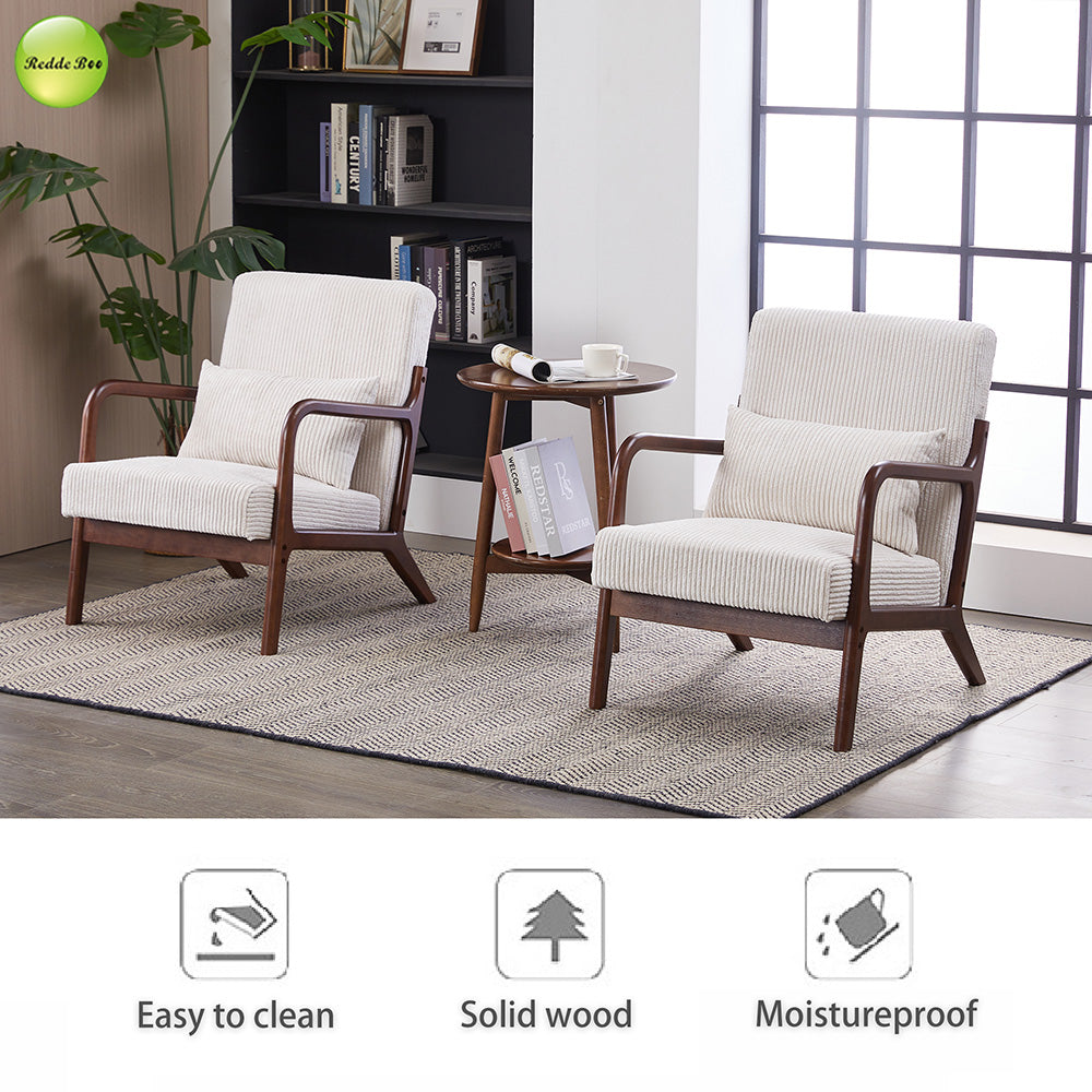 In Stock Modern Nordic Upholstered Accent Living Room Chair Solid Wood Lounge Chair For Coffee House Reading Room Armchair 5373