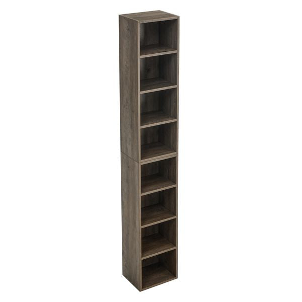 8-Tier Adjustable Tall Narrow Bookcase Home Office Multi-Functional Double-Decker Display Bookshelf CD/DVD Slim Storage Cabinet