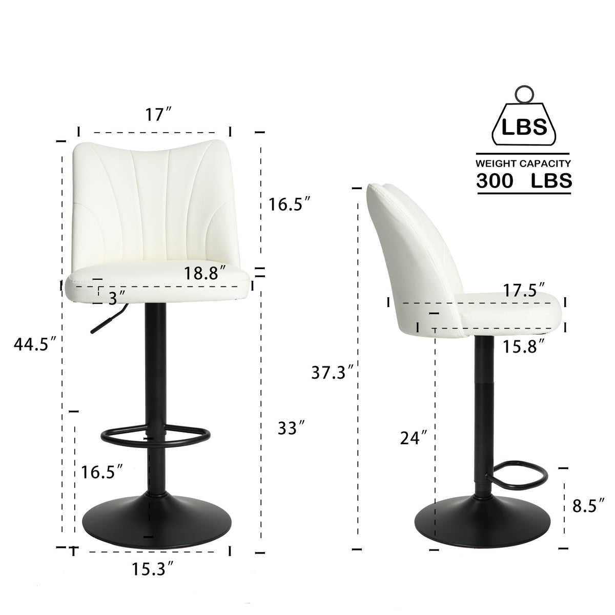 Counter Stools,Set of 2 Bar Stools with Back and Footrest, Modern Metal Counter Height Barstools for Kitchen Home Bar