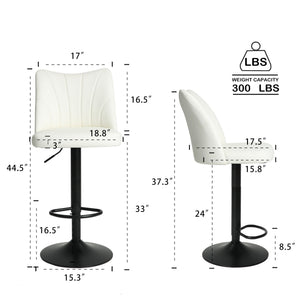 Counter Stools,Set of 2 Bar Stools with Back and Footrest, Modern Metal Counter Height Barstools for Kitchen Home Bar
