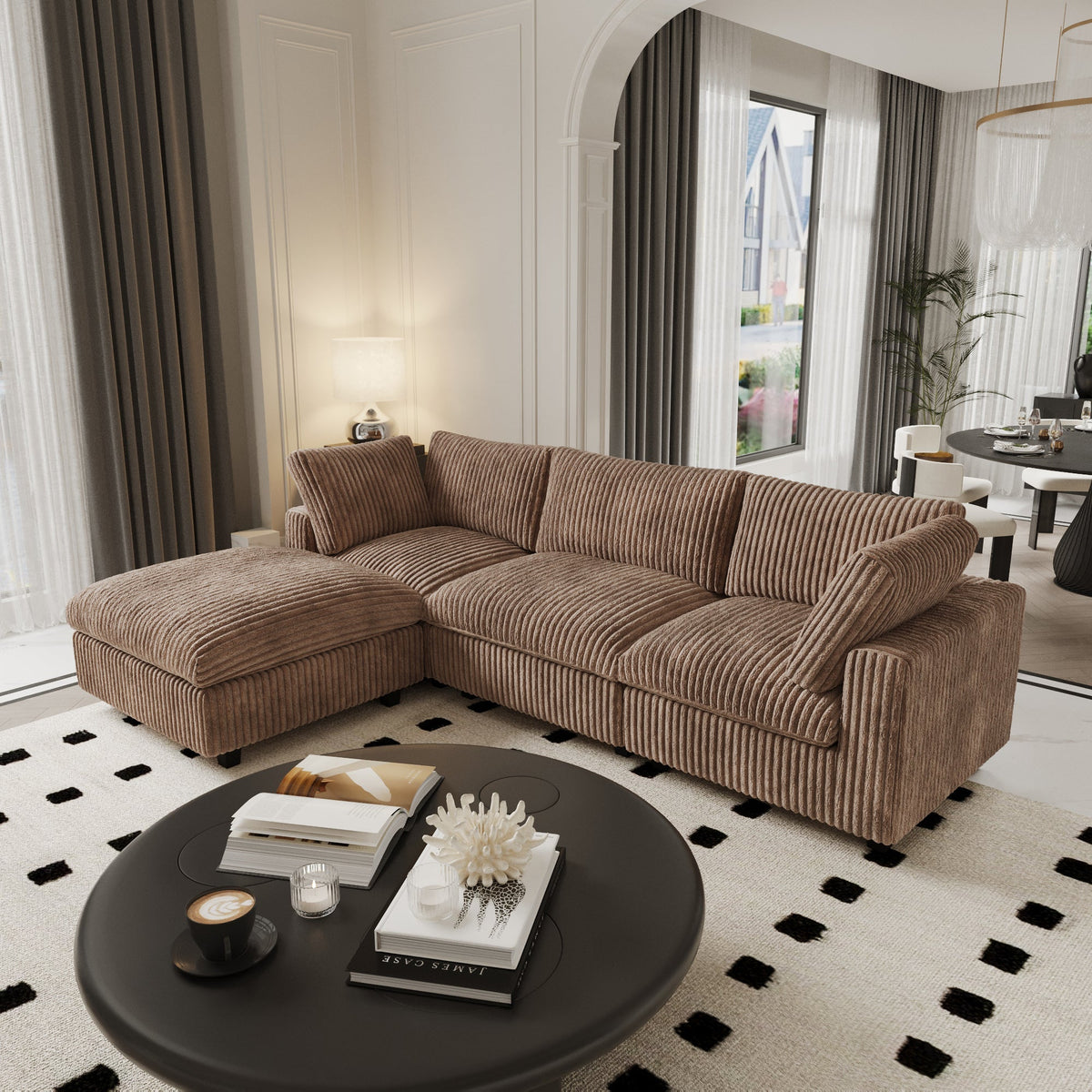ATUNUS US in Stock Drop Shipping Sofa American Classic Living Room Furniture Corduroy Modular Sectional Couch Sofa Sets
