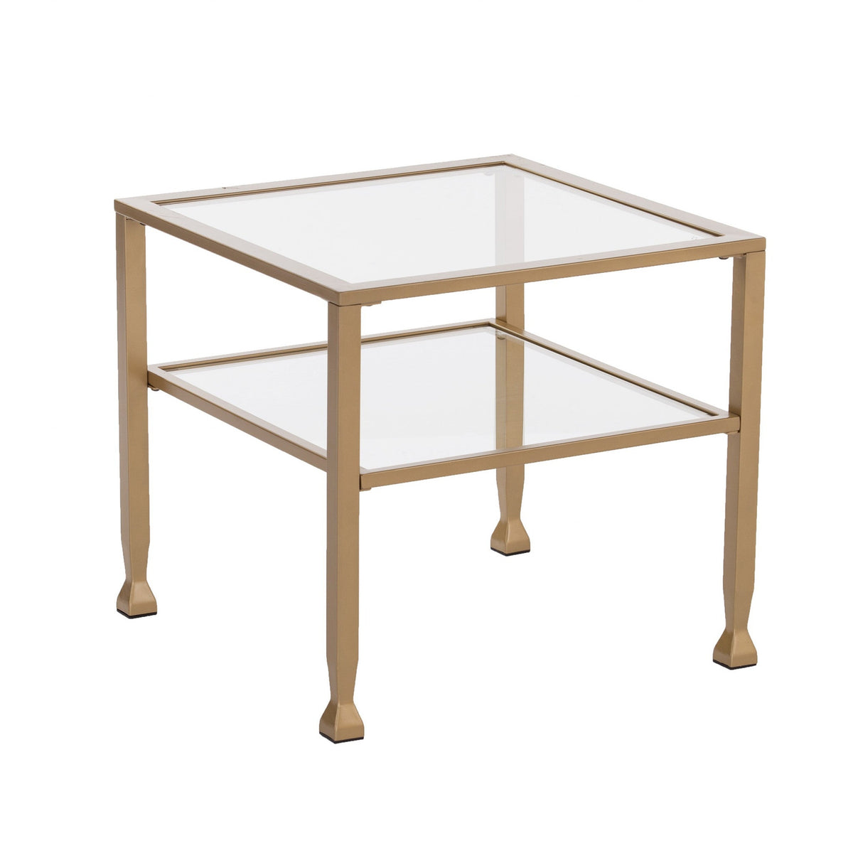 HMS 21\" Traditional Square Coffee Table Gold Glass and Metal with Classic Marble for Living Room or Entry Farmhouse Style