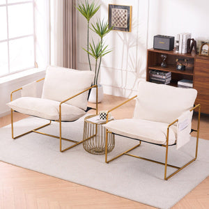 Modern Furniture Two-piece Living Room Chair, Cushioned Hanging Armchair, Metal Frame with Armrest Pocket