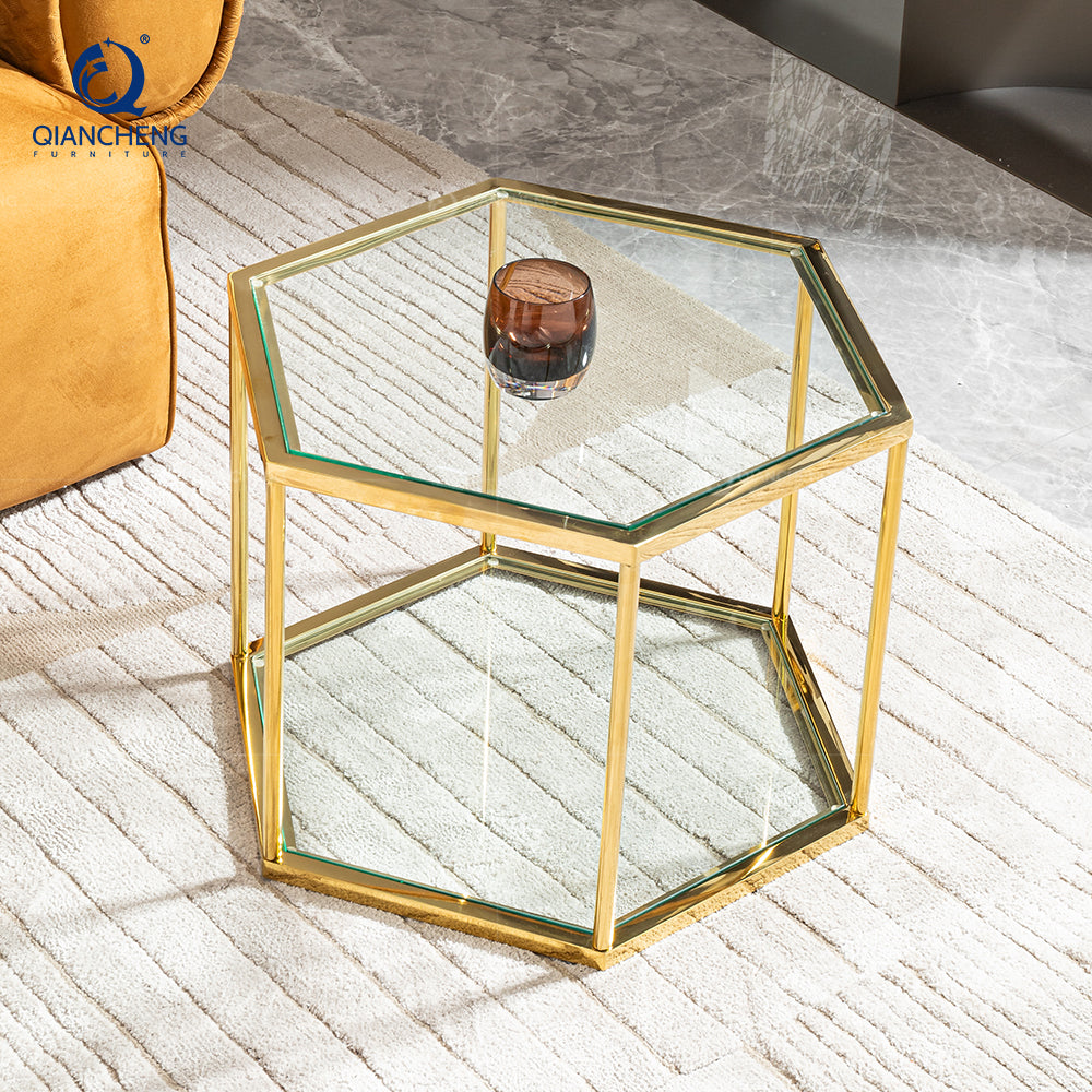 China Town Furniture Combination Honeycomb Ss Center Coffee Side Tea Table Manufacturer China Wholesale Side Table Set of 4