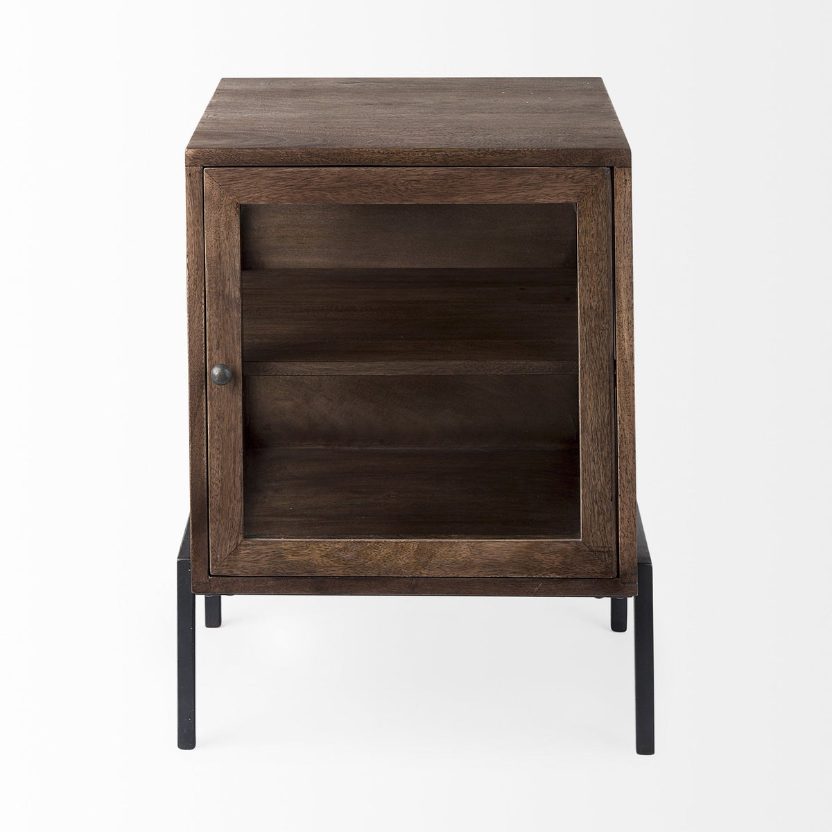 HMS 24\" Brown Solid Wood Square End Table Convertible Farmhouse Style Living Room Side Table