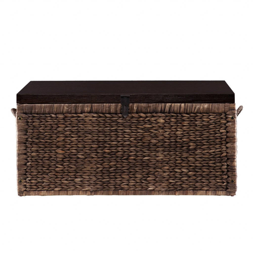 HMS 38 Traditional Brown Wood Wicker Coffee Table with Iron Convertible to Tea Table Living Room Furniture Drawers for Entry Use