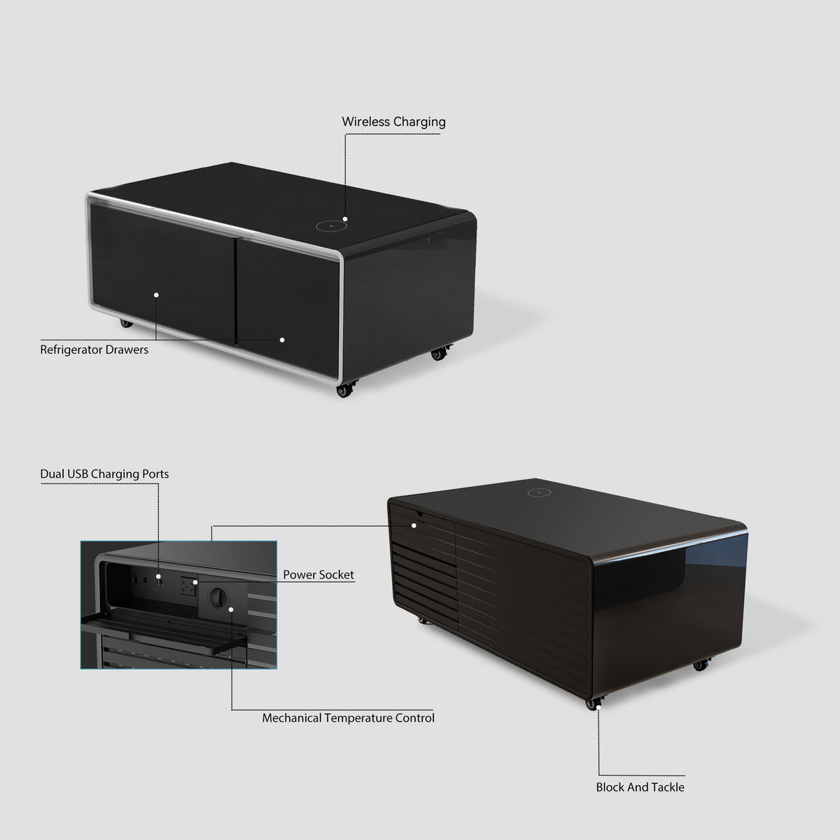 Multifunctional Home Smart Furniture Coffee Table Fridge Mini Refrigerator with Wireless Charging Smart Coffee Table