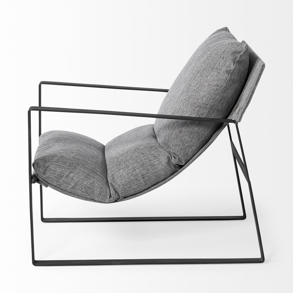 HMS 35 Wingback Chair in Gray and Black Fabric Elegant Living Room Furniture