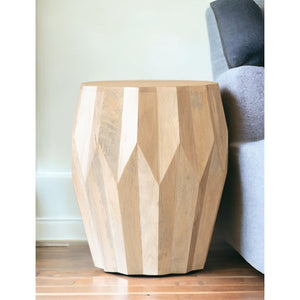23\" HMS Natural Solid Wood Round Drum Console Table End Table