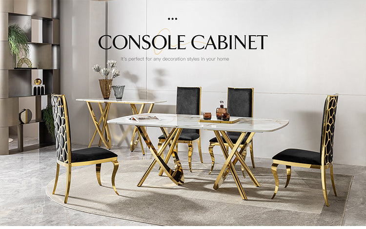Italian Marble Mdf Wooden Console Table Modern Luxury Design Gold Stainless Steel Entryway Console Tables Living Room Furniture