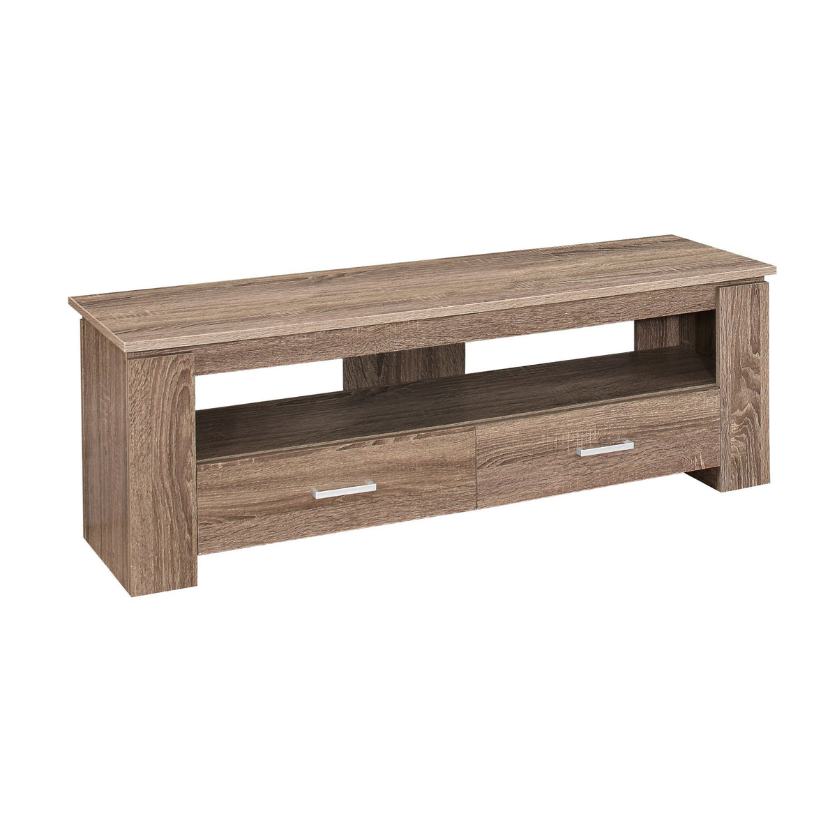 HMS 47\" Deep Taupe Oak TV Stand Traditional-Modern Open Shelving Console for Home Furniture Living Room Cabinet
