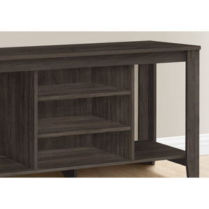HMS 48\" Brown Open Shelving TV Stand Luxury Modern Wooden and Glass TV Console Electric Features for Living Room or House Use