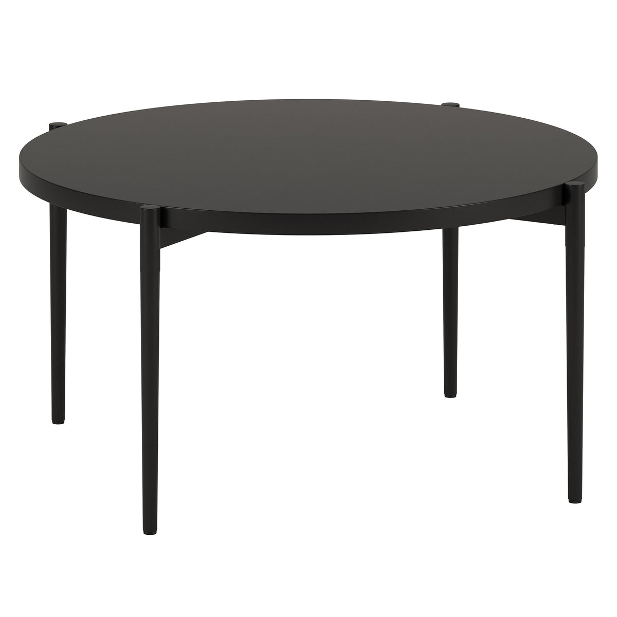 HMS 32\" Antique European Round Coffee Table Black Steel with Marble and Stone Finish for Living Room Furniture