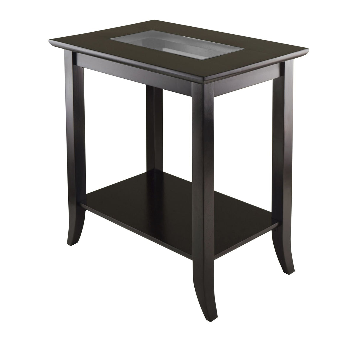 Genoa Rectangular Console Table with Glass Top and Shelf Elegant End Table