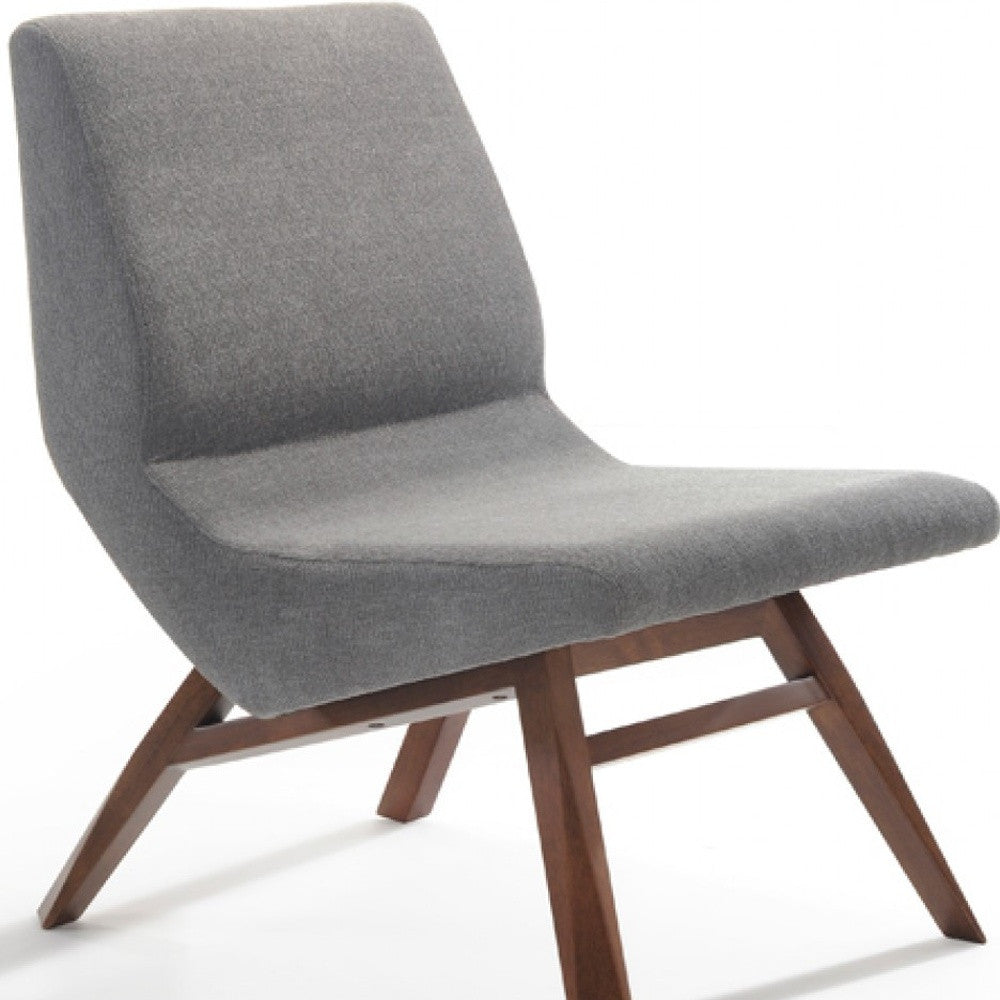 HMS 22\" Gray and Brown Upholstered Chaise Lounge Chair with Ottoman