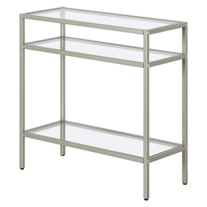 HMS 24\" Nickel Steel End Table with Two Clear Glass Shelves Console Tables