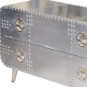 HMS 44\" Luxury Silver Aluminum Enclosed Storage TV Stand Modern Wood Living Room Furniture Table