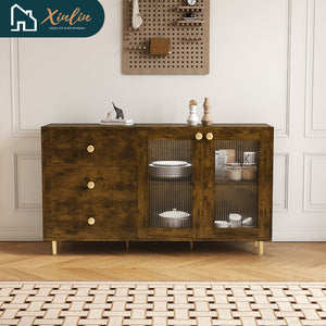 Frees Shipping Modern Minimalist Solid MDF Wood Side Cabinets Stylish Storage Lockers for Kitchen Dining Living Room Spaces