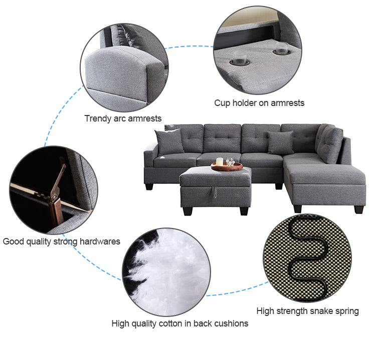 Winforce Morden Style Muebles De Sala Set Furniture Luxury Divano Letto Corner Sofa
