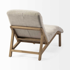 HMS 54 Cream and Brown Fabric Tufted Lounge Chair for Living Room