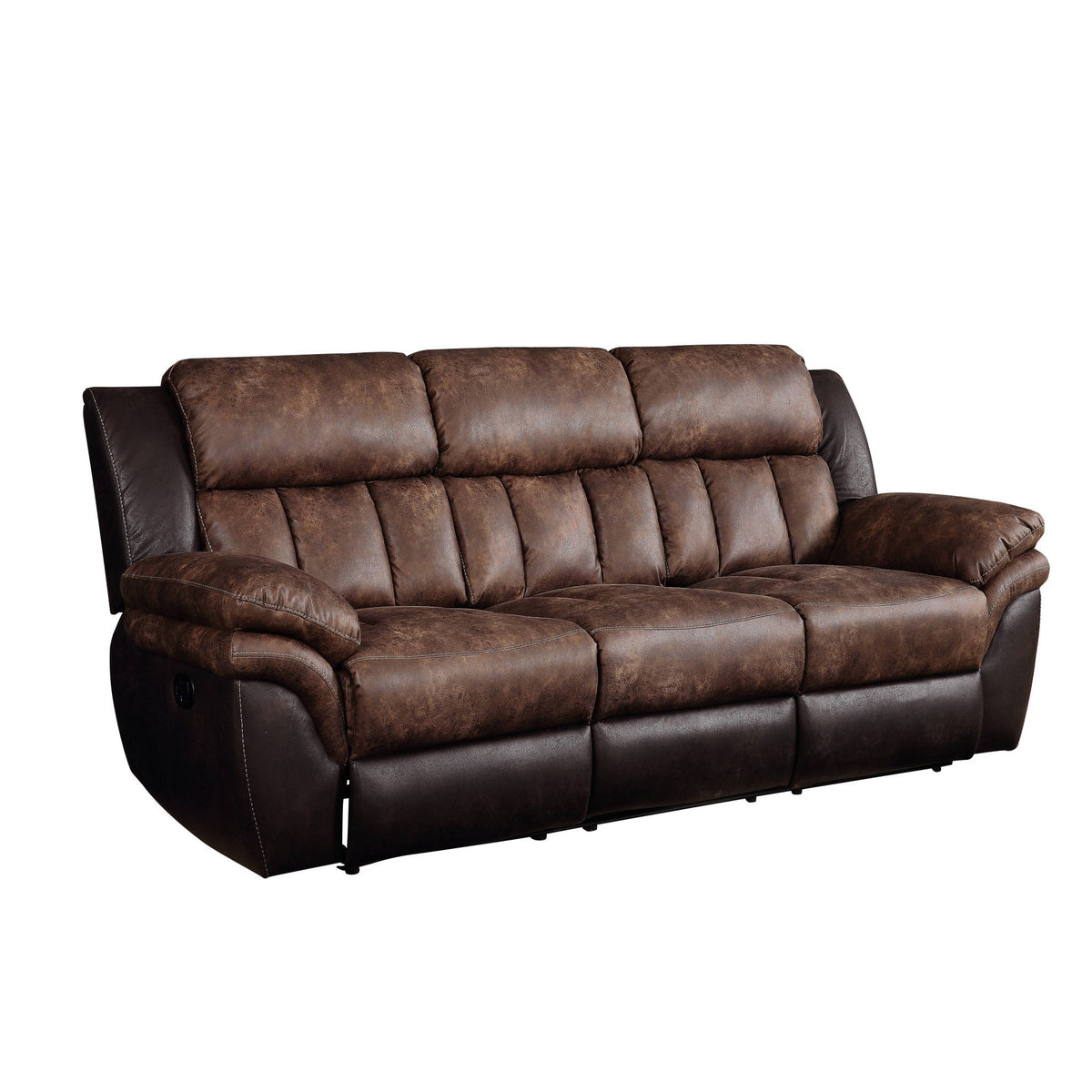 91" Espresso Microfiber Reclining Sofa Set Two-Seater with Extendable Feature Modern Design Home Furniture Black Wood Legs