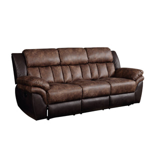 91" Espresso Microfiber Reclining Sofa Set Two-Seater with Extendable Feature Modern Design Home Furniture Black Wood Legs