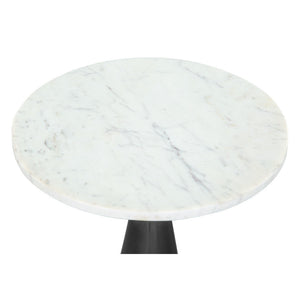 HMS 23\" White and Black Marble Round Pedestal End Table Coffee Tables with Steel Base