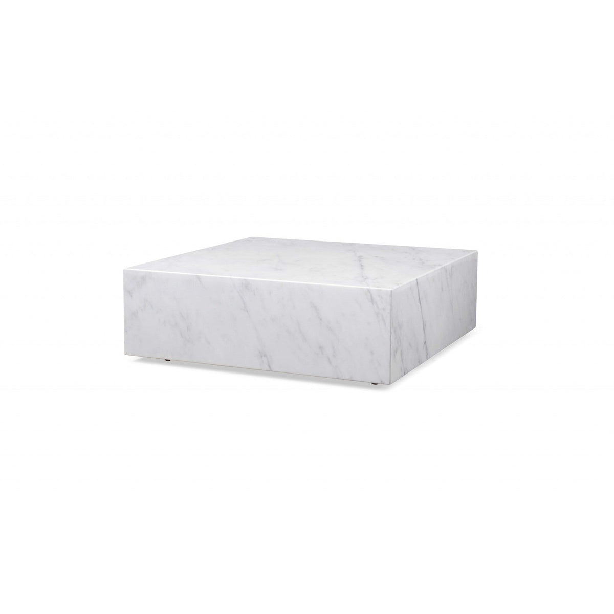 HMS 35 White Genuine Marble and Brass Square Coffee Table