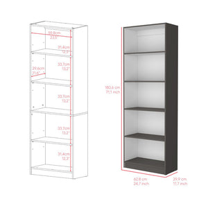 Benzoni Office 4-Shelf Bookcase in Matt Gray/White Color