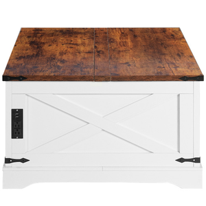 Modern 90CM Vintage White FCJ Multi-Functional Lifting Dining Table Coffee Table for Living Room Home Use