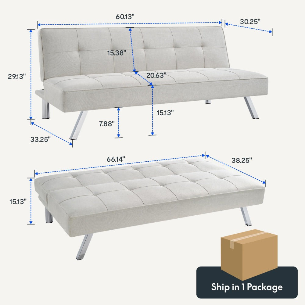 Fabric Convertible Sofa Bed, Folding Sleeper for Living Room for Living Room