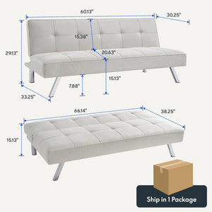 Fabric Convertible Sofa Bed, Folding Sleeper for Living Room for Living Room