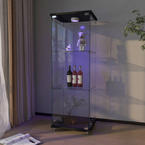 47.9" Glass Display Cabinet Showcases Cabinet for Living Room Storage for Action Figure Garage Kits Home Decor