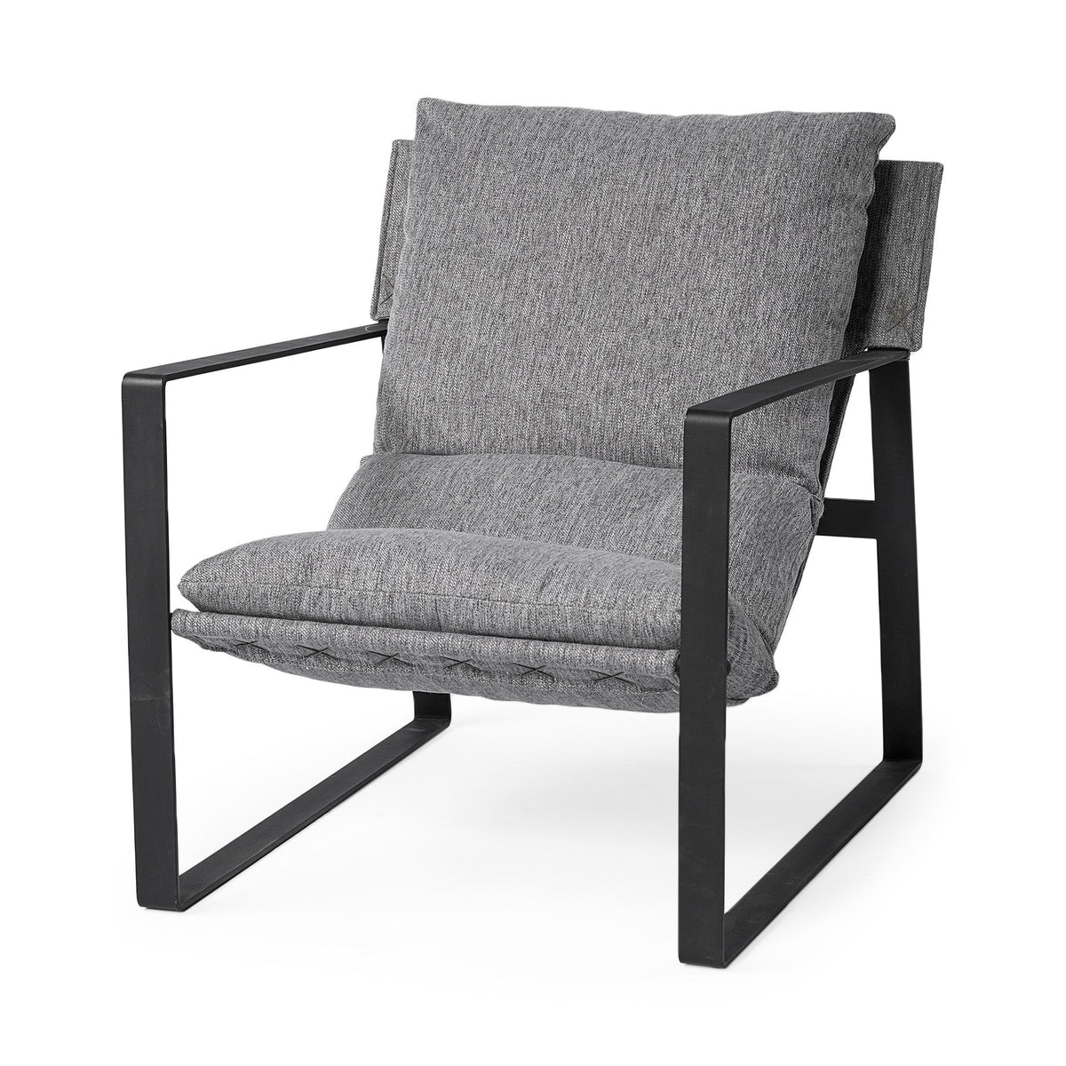 HMS 35 Wingback Chair in Gray and Black Fabric Elegant Living Room Furniture