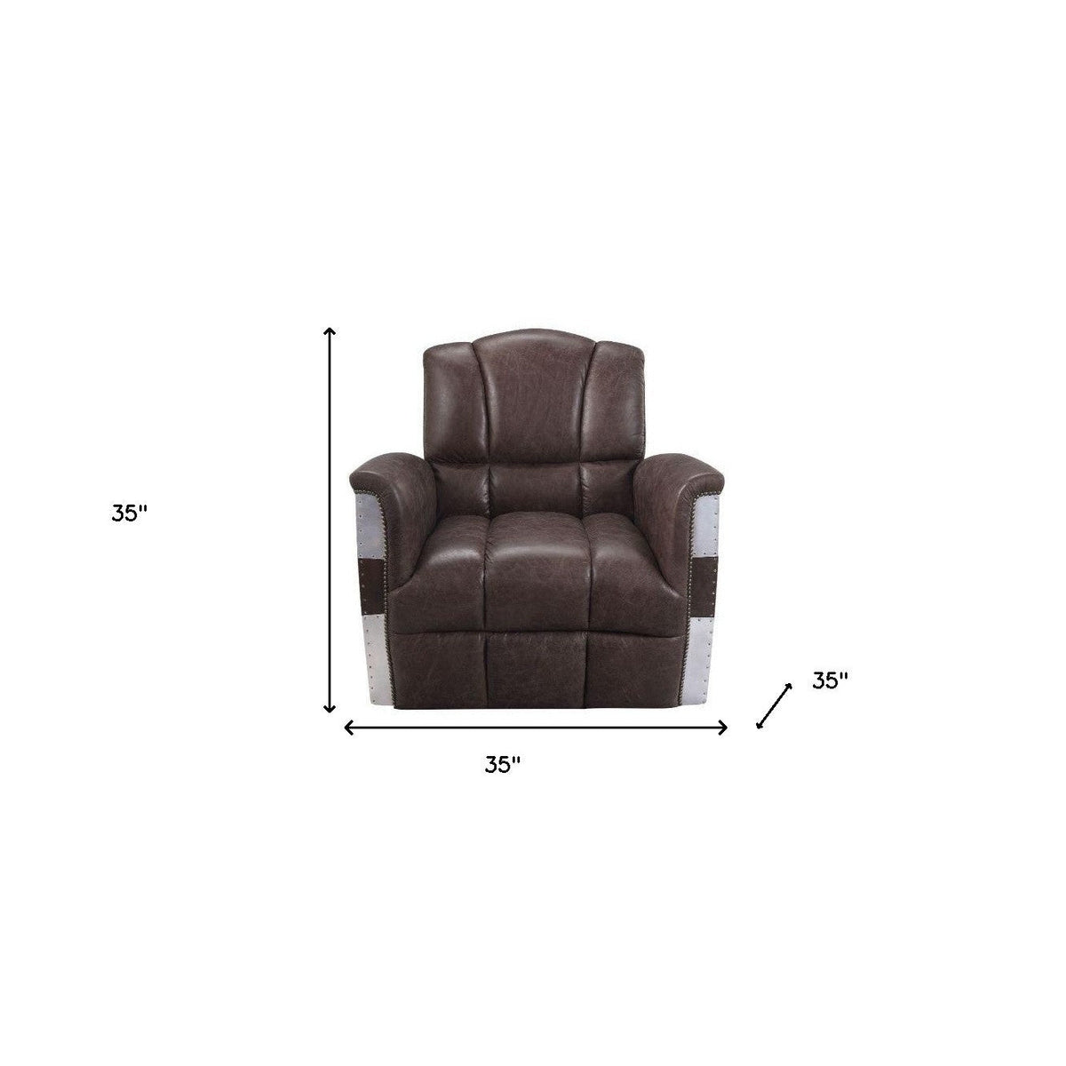 HMS 35 Brown Top Grain Leather Patchwork Club Chair for Living Room