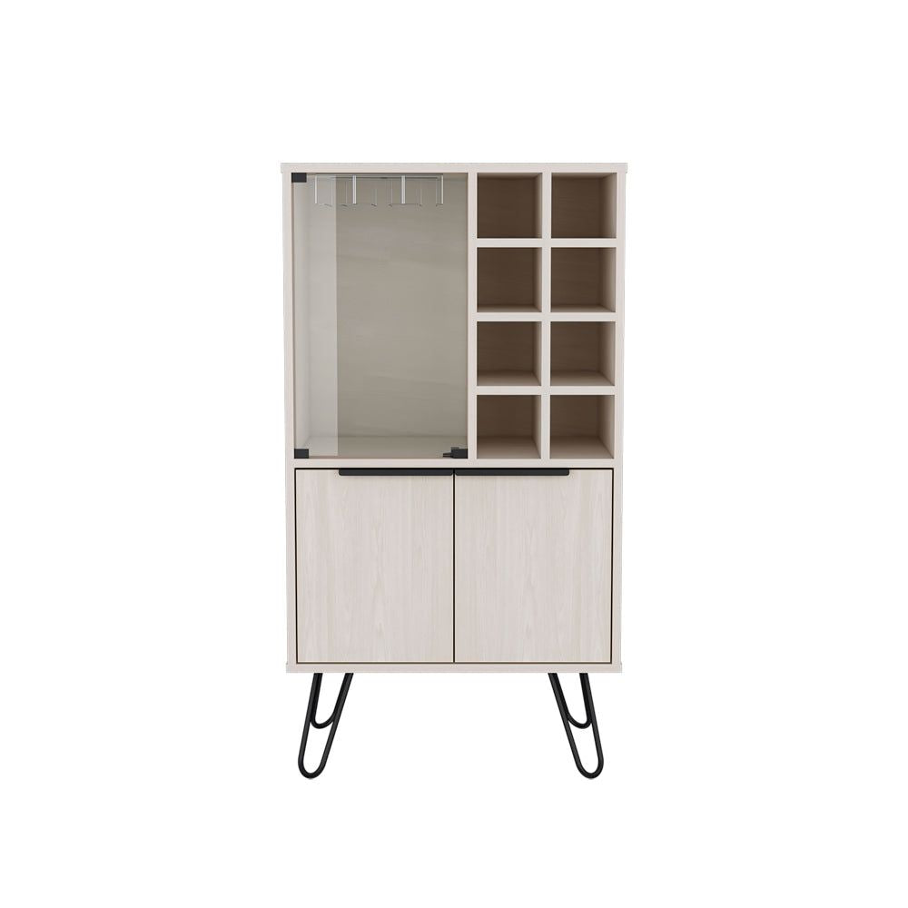 Sleek Gassville Bar Cabinet for Living Room with Wine Glass Rack Bottle Storage Glass Door