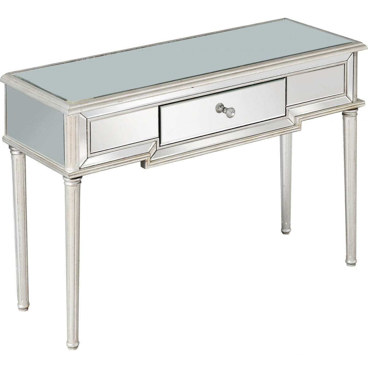HMS Classic Silver Leaf Antiqued Console Table for Entry Living Room Hotel Bedroom Farmhouse Iron Wood Versatile Home Furniture