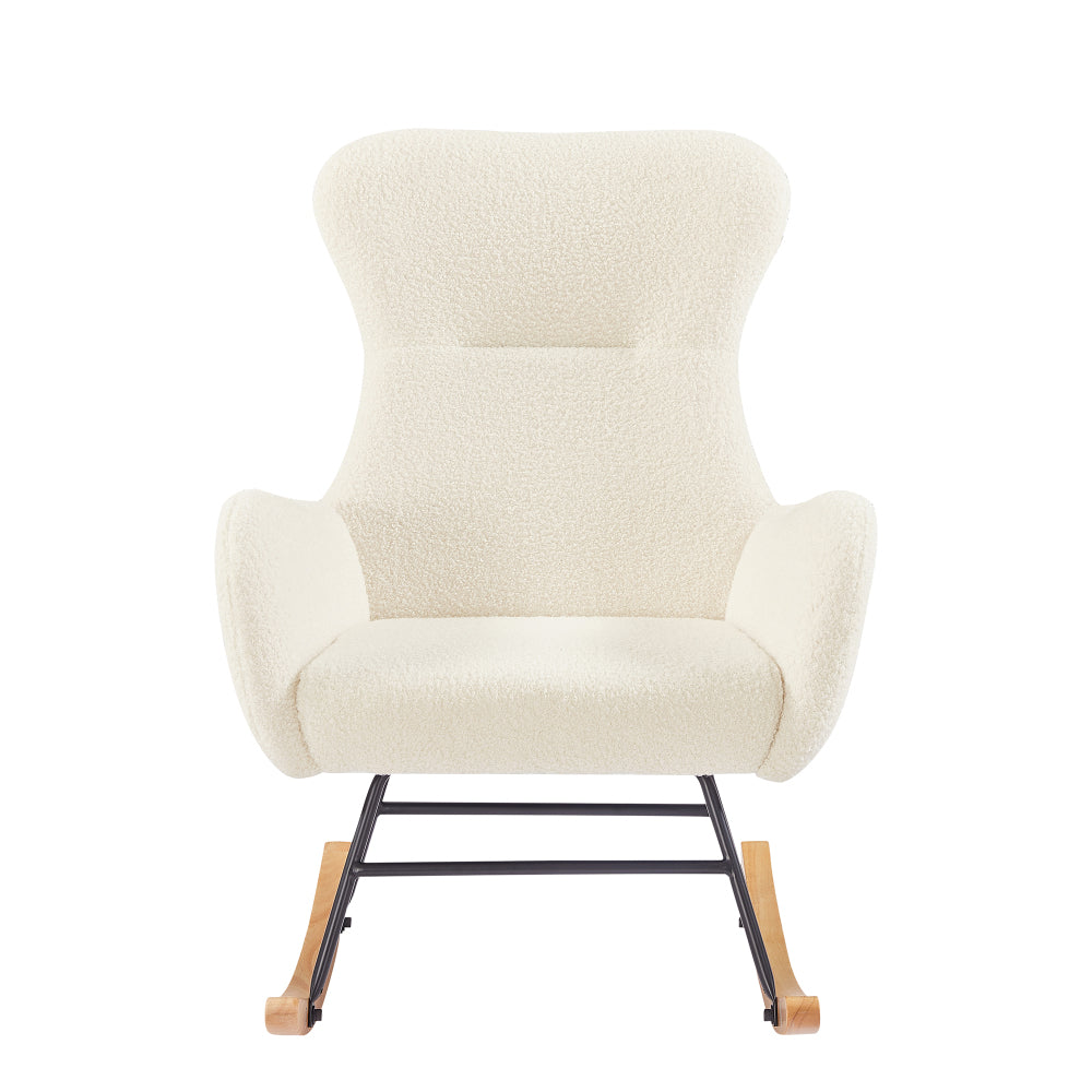 White Teddy Fabric Rocking Chair