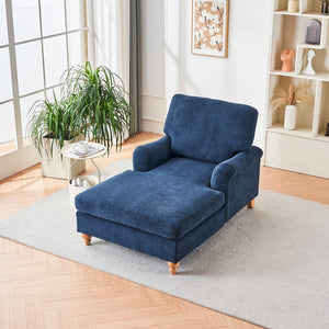 Modern Mid-Century Indoor Oversized Chaise Lounger Comfort Sleeper Sofa with Soild Wood Legs