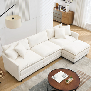 L-Shaped Sectional Sofa with Ottoman