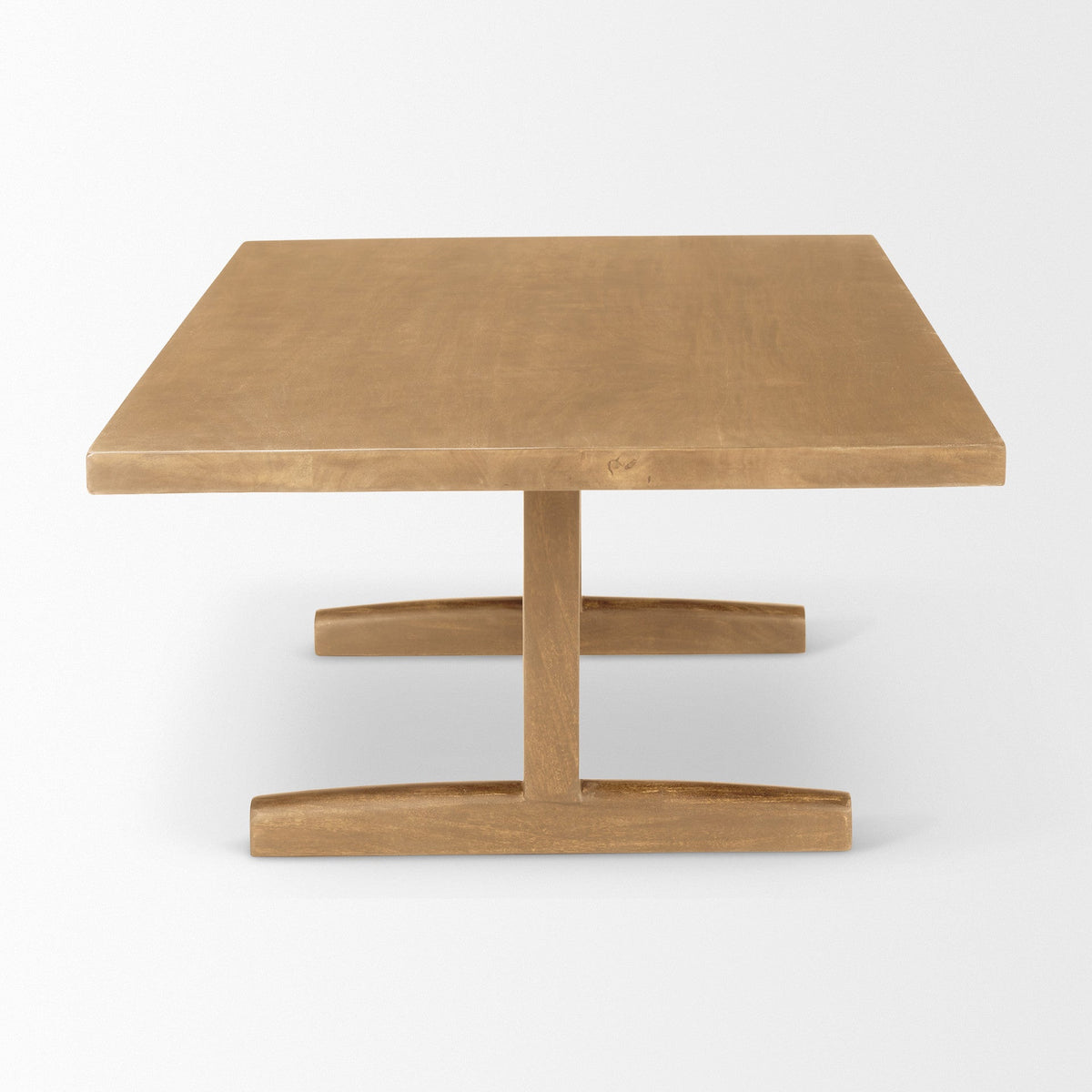 HMS 55 Traditional Double Pedestal Coffee Table Durable Solid Oak Wood with Metal for Indoor Living Room Use
