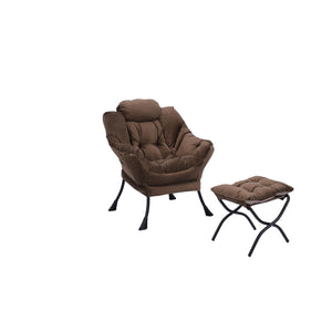 Living Room Chairs Modern Cotton Fabric Lazy Chair, Accent Contemporary Lounge Chair, Single Steel Frame Leisure Sofa Chair