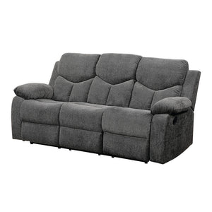 82" Gray Chenille Reclining Sectional Sofa Set Modern Extendable Design Black Legs Synthetic Leather for Living Room