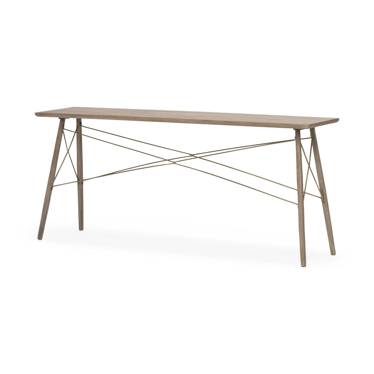hms 66" Brown Solid Wood Console Table