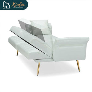 Free Shipping USA Warehouse Modern 67.71 Inch Faux Leather Sofa Bed with Adjustable Armrests Living Room Dining Bedroom Made PVC
