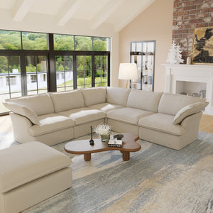 ATUNUS USA Warehouse in Stock Drop Shipping Sofa Living Room Furniture Modern Beige Fabric Modular Sectional Couch Sofa Set