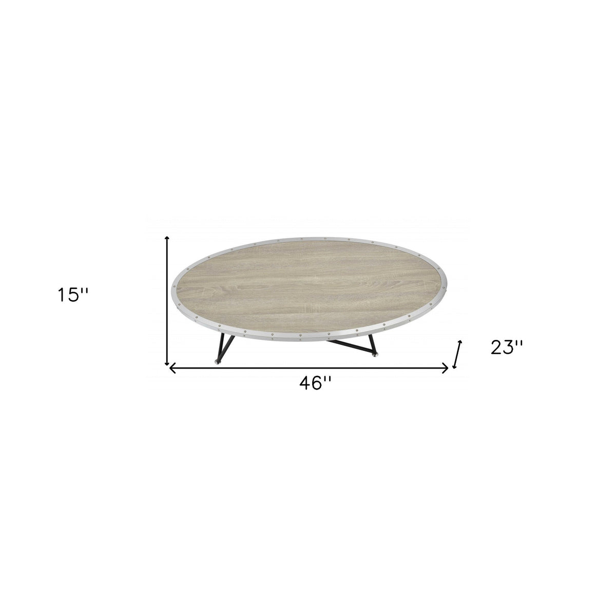 HMS 46\" Natural and Black Wood Round Abstract Coffee Table with Iron Modern Home Décor