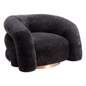HMS 37 Black and Gold Faux Shearling Arm Chair with Upholstered Accent Elegant Living Room Furniture